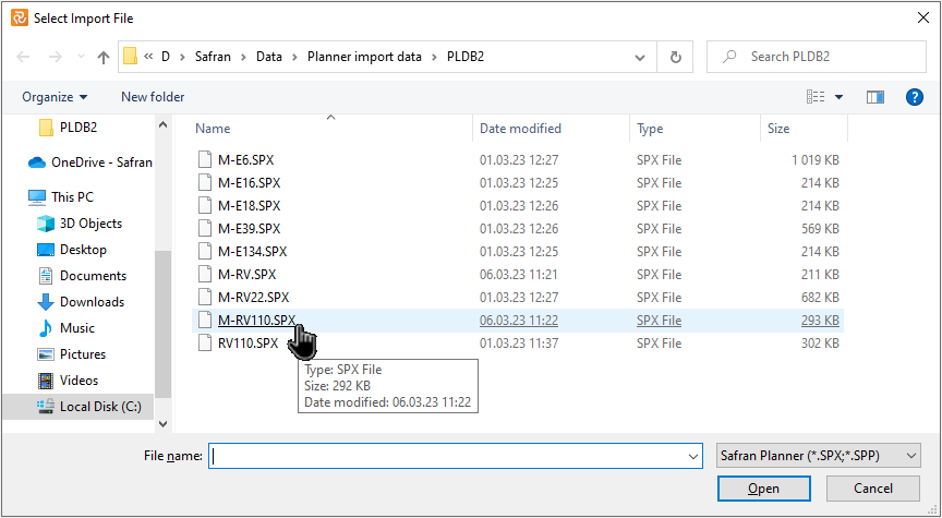 Planner Import File Location