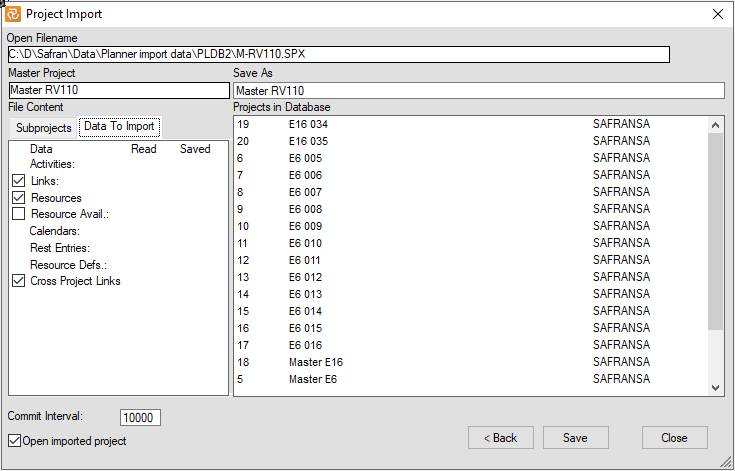 Planner Import Master Project Data To Import