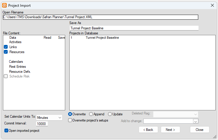 Planner Importing XML Main