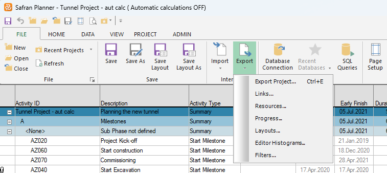 Planner Layout Export