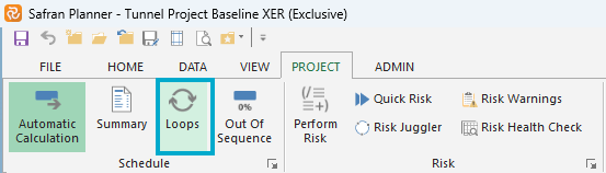 Functionality of the schedule section of the Safran Planner Ribbon menu