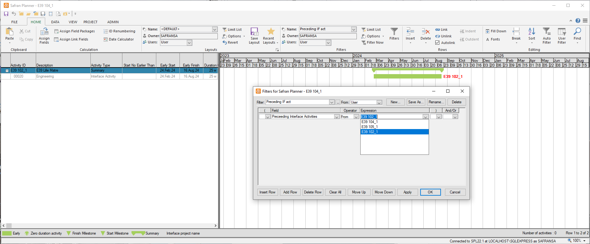 Planner Multiproject Filter Preceeding Interface Activities