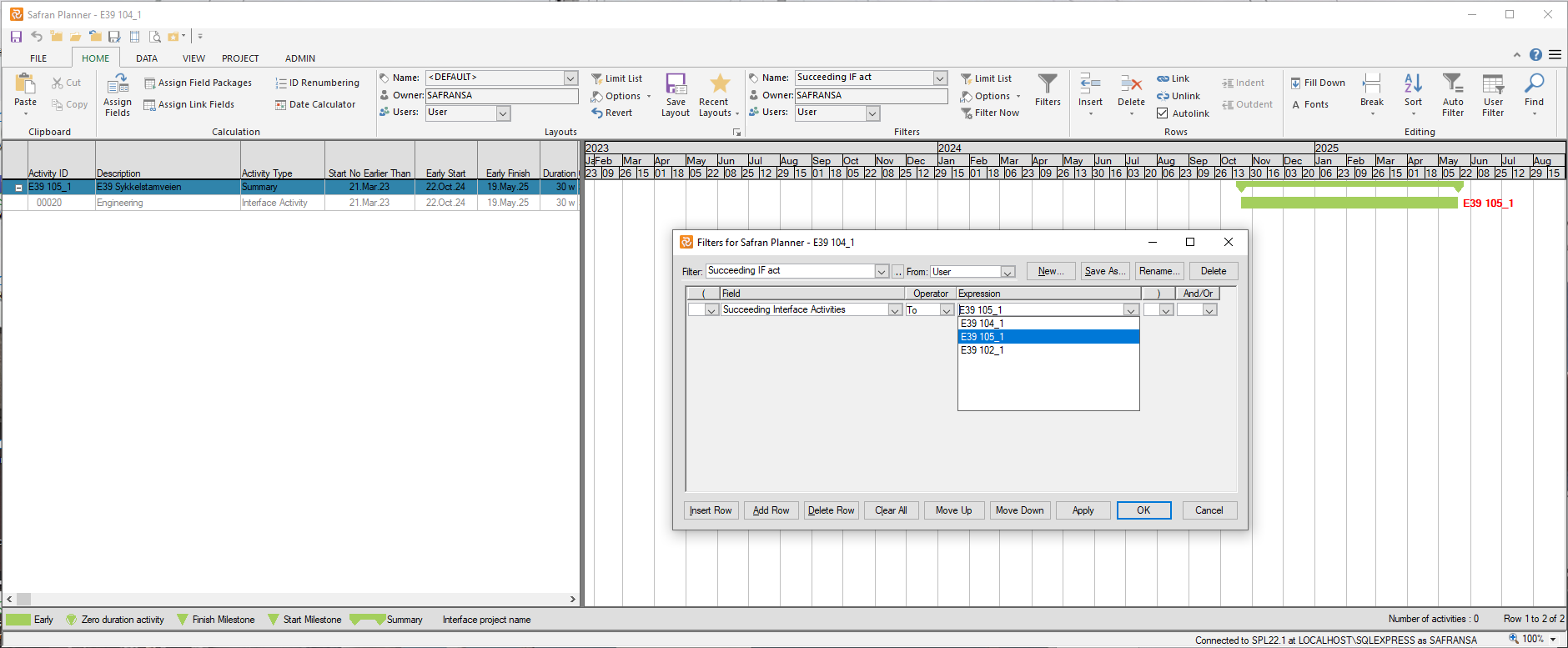 Planner Multiproject Filter Succeeding Interface Activities