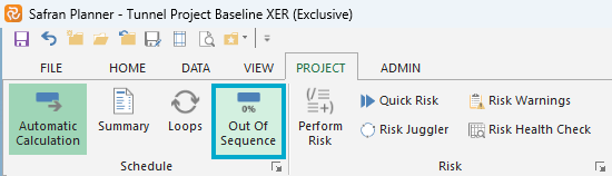 Functionality of the schedule section of the Safran Planner Ribbon menu