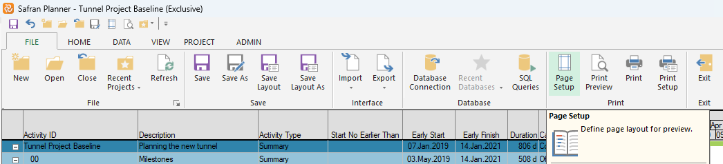 Configuring Barchart Editor Print and Page Setup