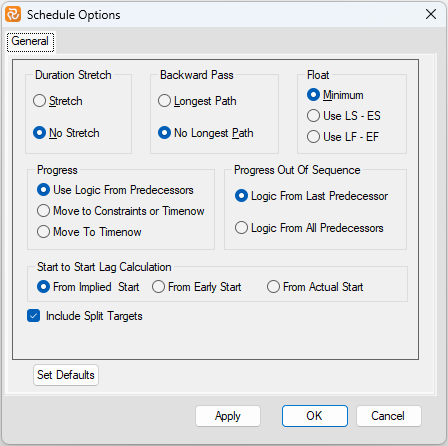 Planner Schedule Options