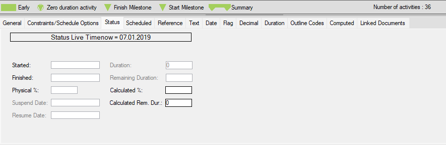 Working with time progress in Safran Planner