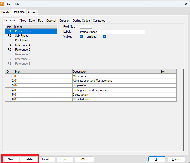 Planner Userfield Adding Ref Codes