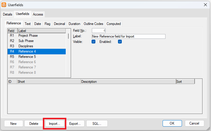 Planner Userfield Importin Ref Values