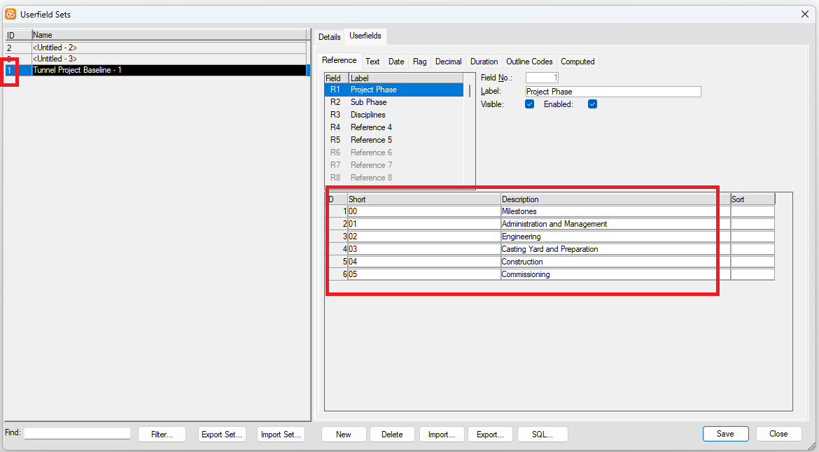 Planner Userfield Set R fields Master