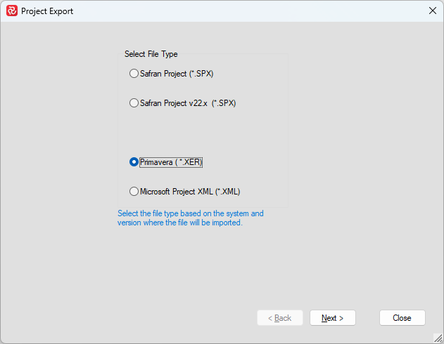 Project Export v25-1-00 XER