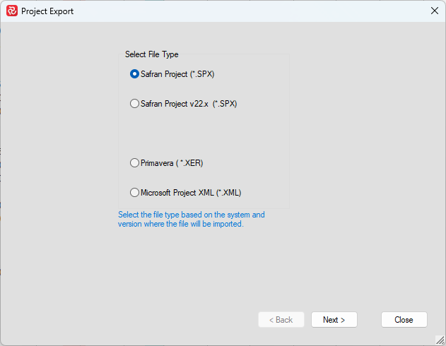 Project Export v25-1-00