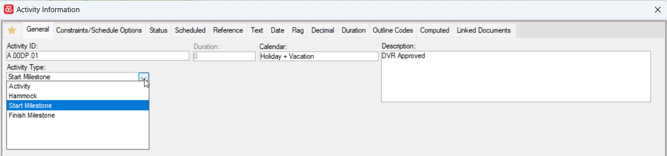 SP Activity Type Drop Down