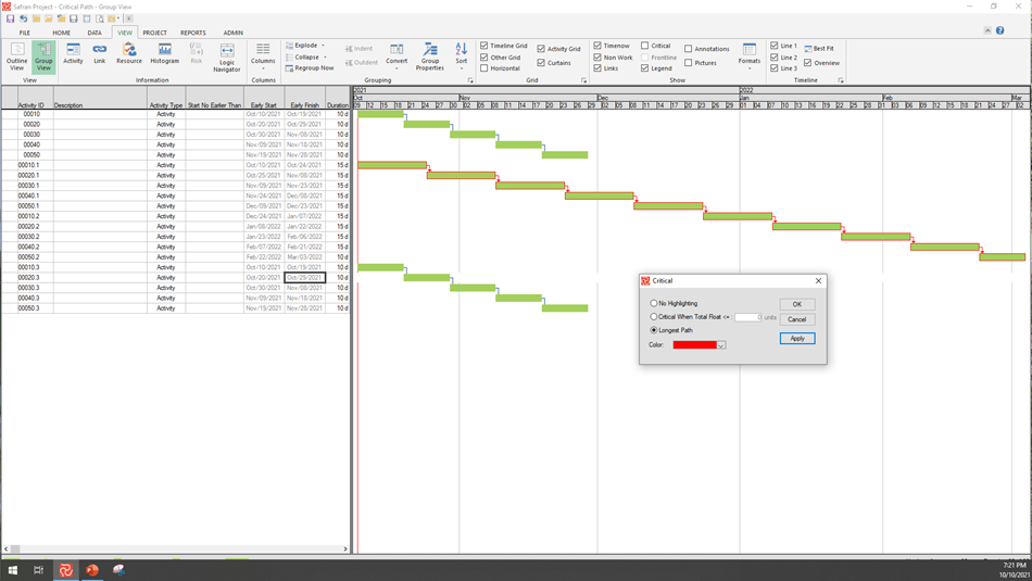 SP%20BE%20Formatting%20the%20Gantt%20Area%20Timeline%20Highlight%20Critical%20Activities%20Longest%20Path