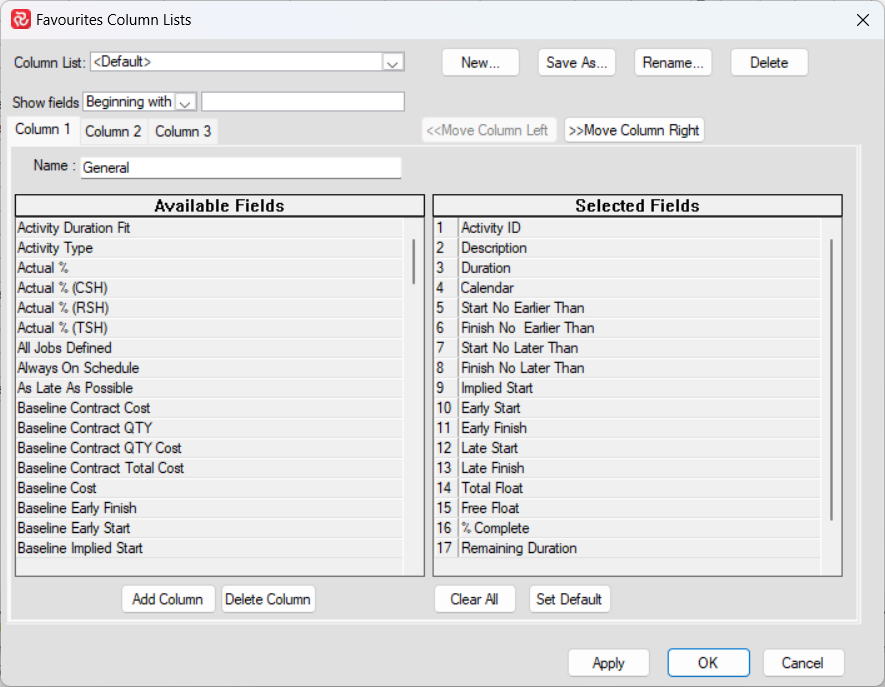 SP Create or modify Favorite Column Lists