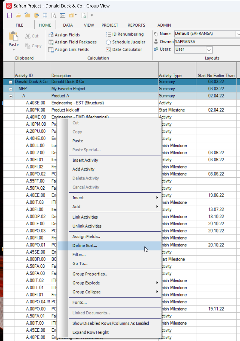 SP Define Sort Shortcut