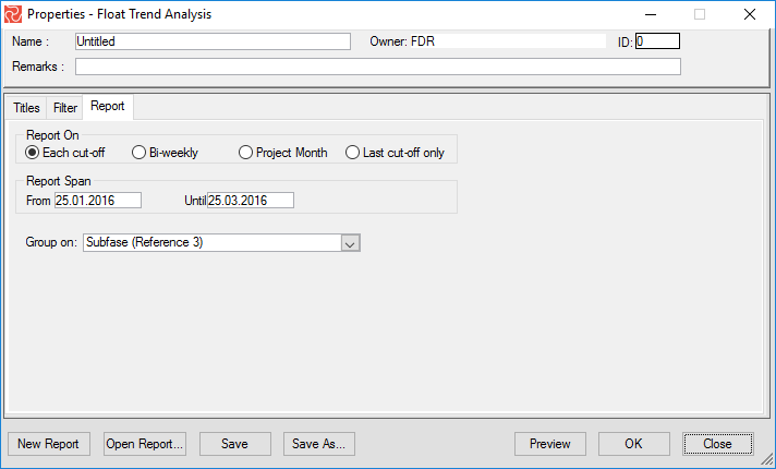 SP Float Trend Analysis Properties