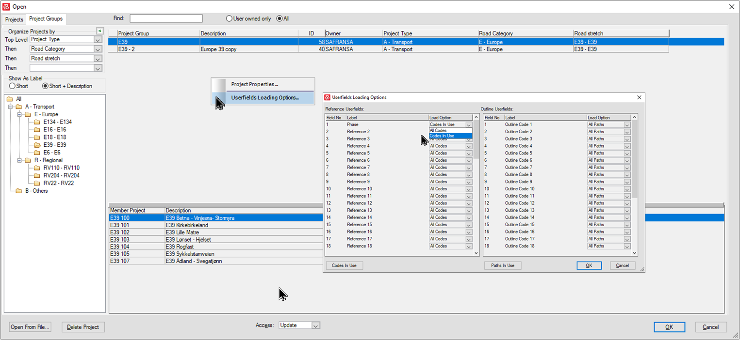 SP Project group Userfield Loading