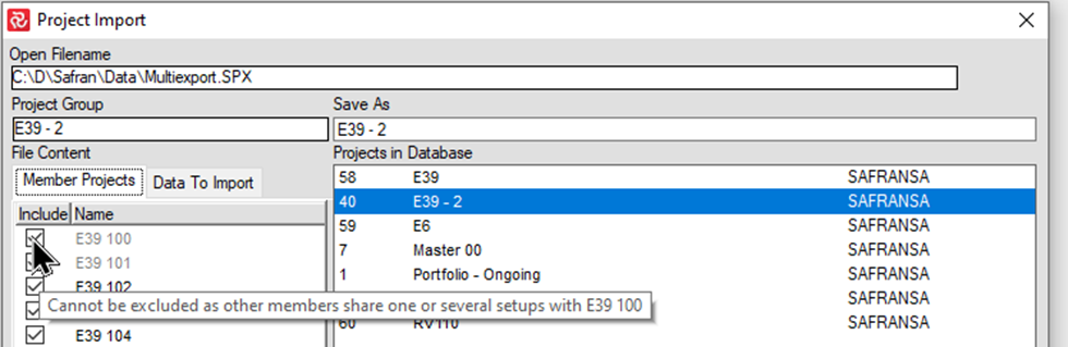 SP Project group import include hover