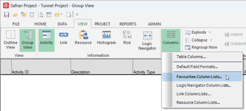 SP Ribbon View Columns Favorite Lists