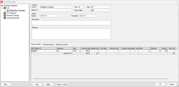 The Change Register Window