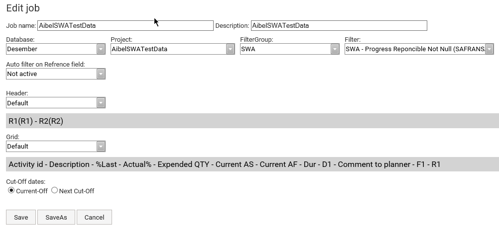 Safran Web Access user guide for job dashboard