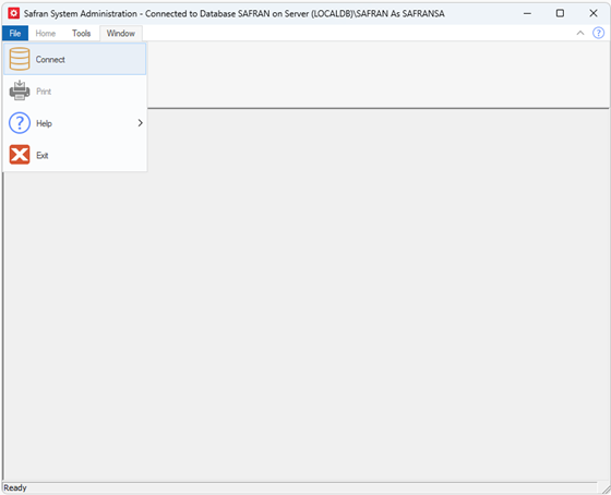 Safran Admin Connect Window
