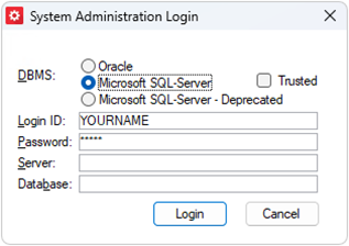 Safran Admin Login Window