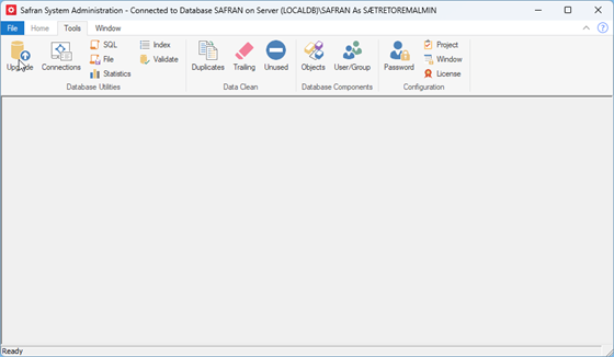 Safran Admin Tools Database Initiation