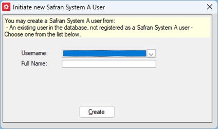 Safran Admin Tools Initiate New User