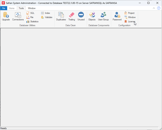 Safran Admin Tools License Ribbon Menu