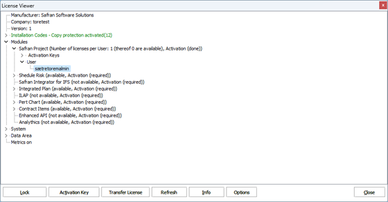 Safran Admin Tools License Viewer