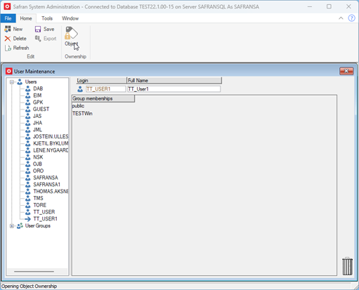 Safran Admin Tools Transfer  Ownership