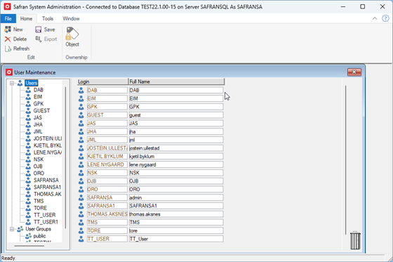 Safran Admin Tools User Maintenance Window