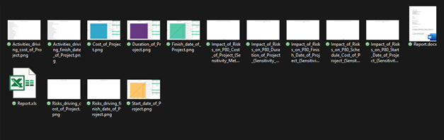 Example of output folder for Safran Risk reports