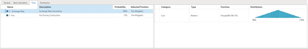 Example of the cost details window.