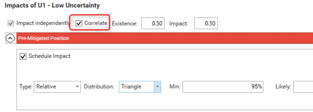 Configuration for correlating independent impacts