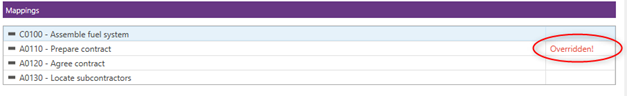 Overridden Project risk is displayed in the Project Risk tab.