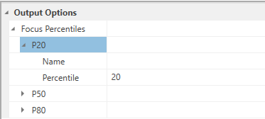 Table displaying focus percentiles with highlighted P20 percentile information.