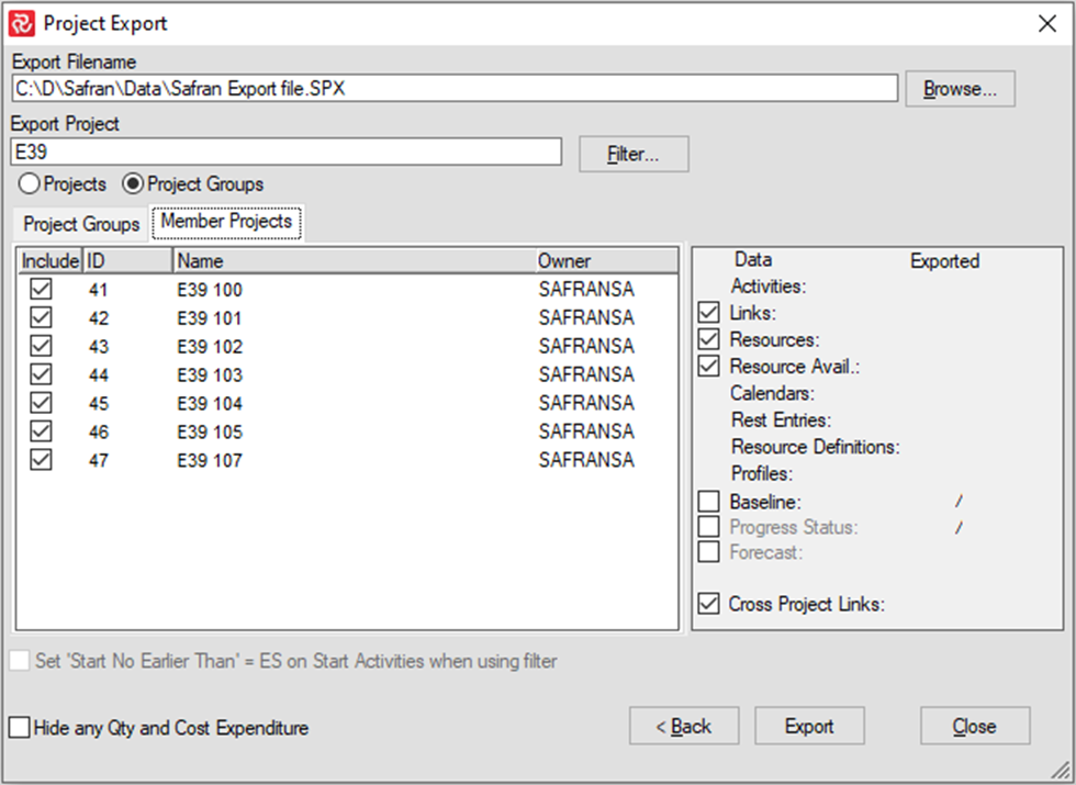 Sp Project group Project Export Member Project