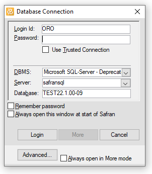 How to login to a Safran database