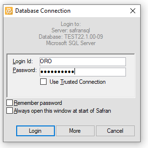 How to login to a Safran database