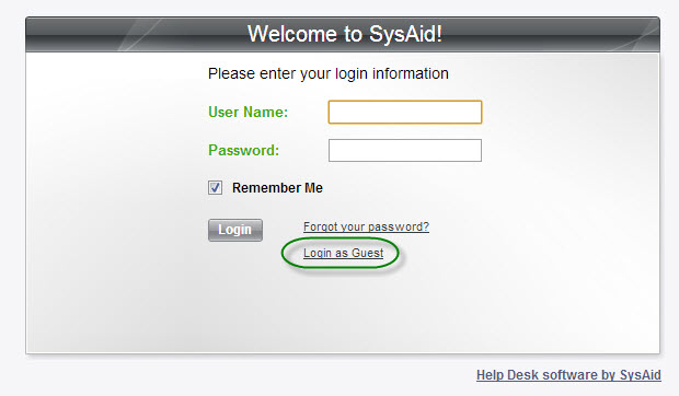 Login Self Service Portal