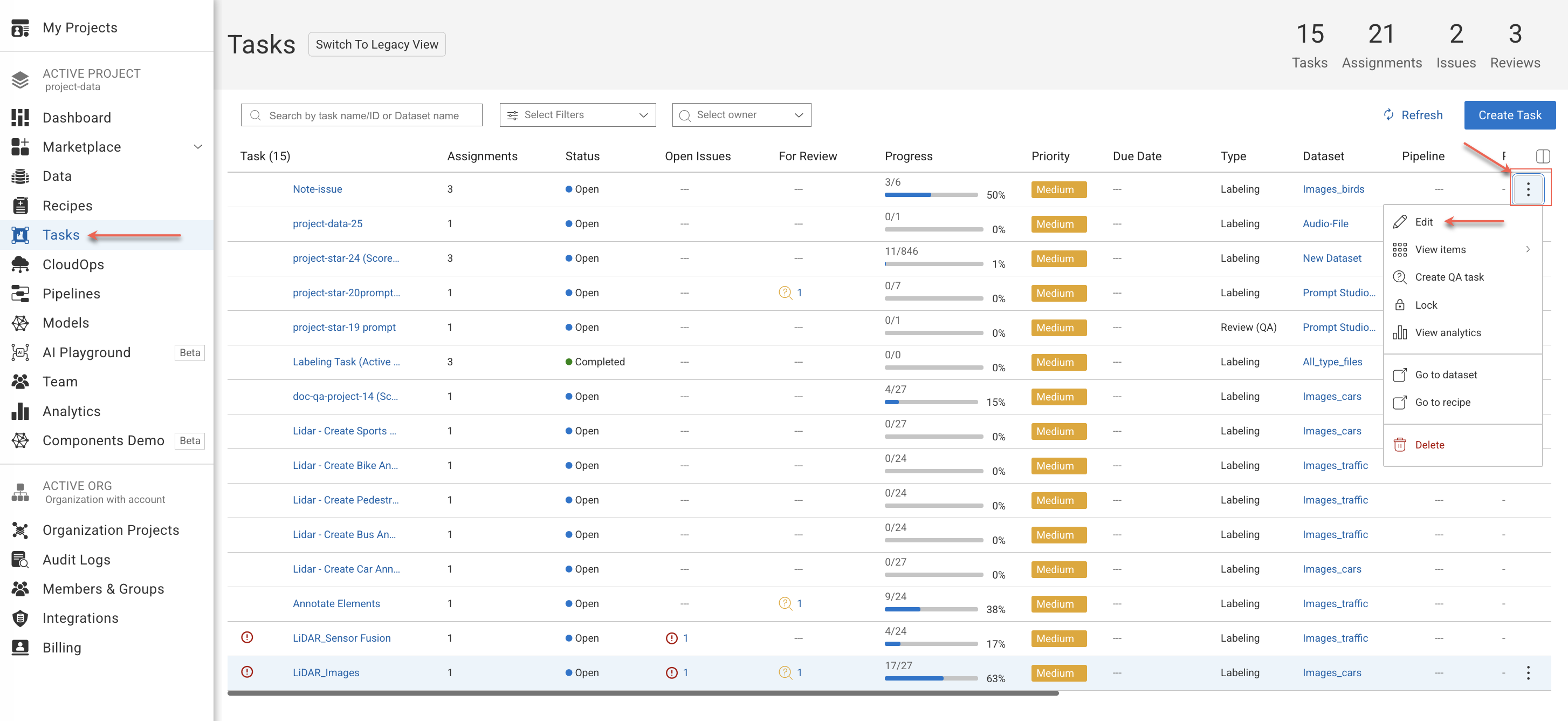Tasks Overview