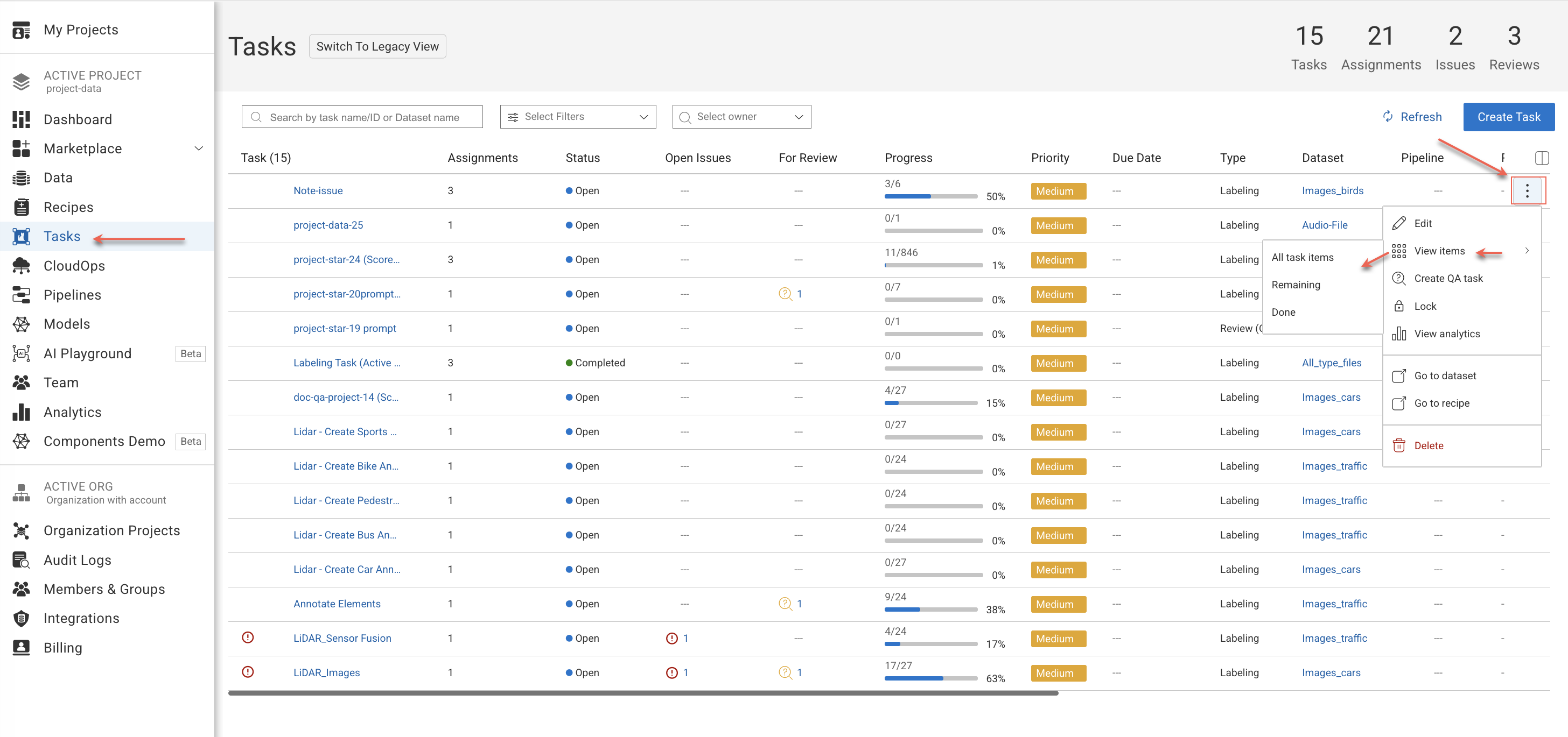 Tasks Overview