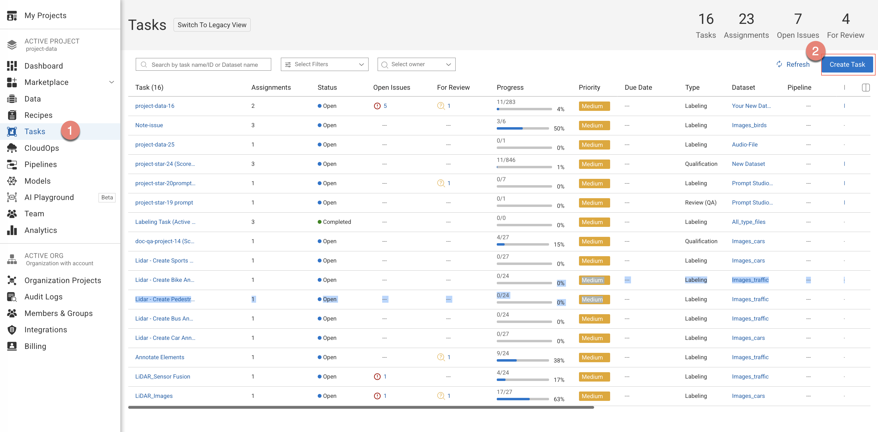 Task Generate Tasks Overview