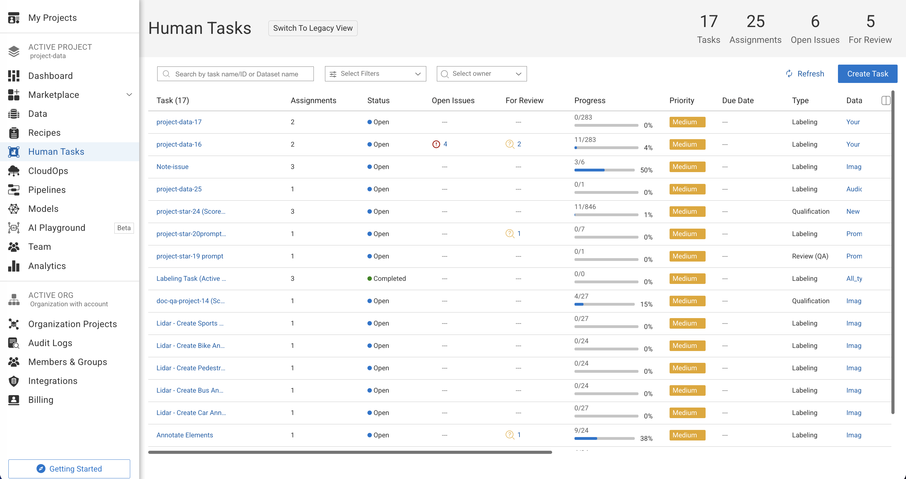 Tasks Overview