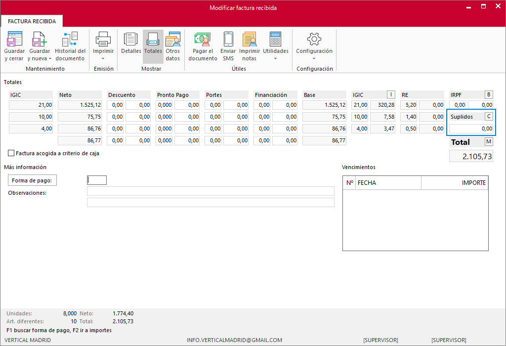 Factura Recibida Con Tres Bases Y Diferentes Tipos De Iva Mobile