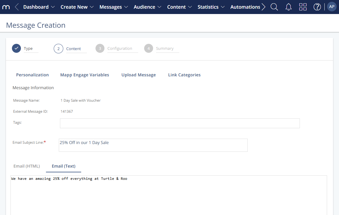 Creating a Plain Text Email