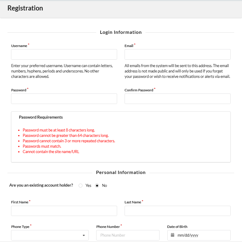 Registration Page